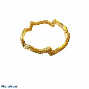 Gold CZ Edgy Bracelet Punk Hip Hop Bangle Icy Zigzag Yellow Crystal Boho Vintage